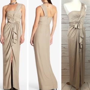 BCBG One Shoulder Satin Gown